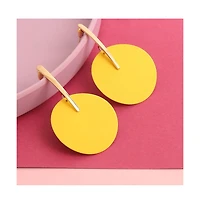 Sohi Women's Yellow Circular Drop Earrings