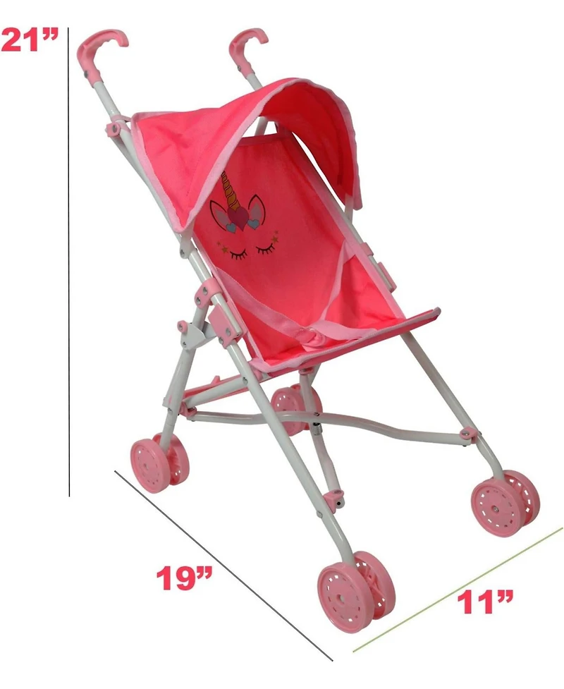 The New York Doll Collection Unicorn Baby Doll Stroller