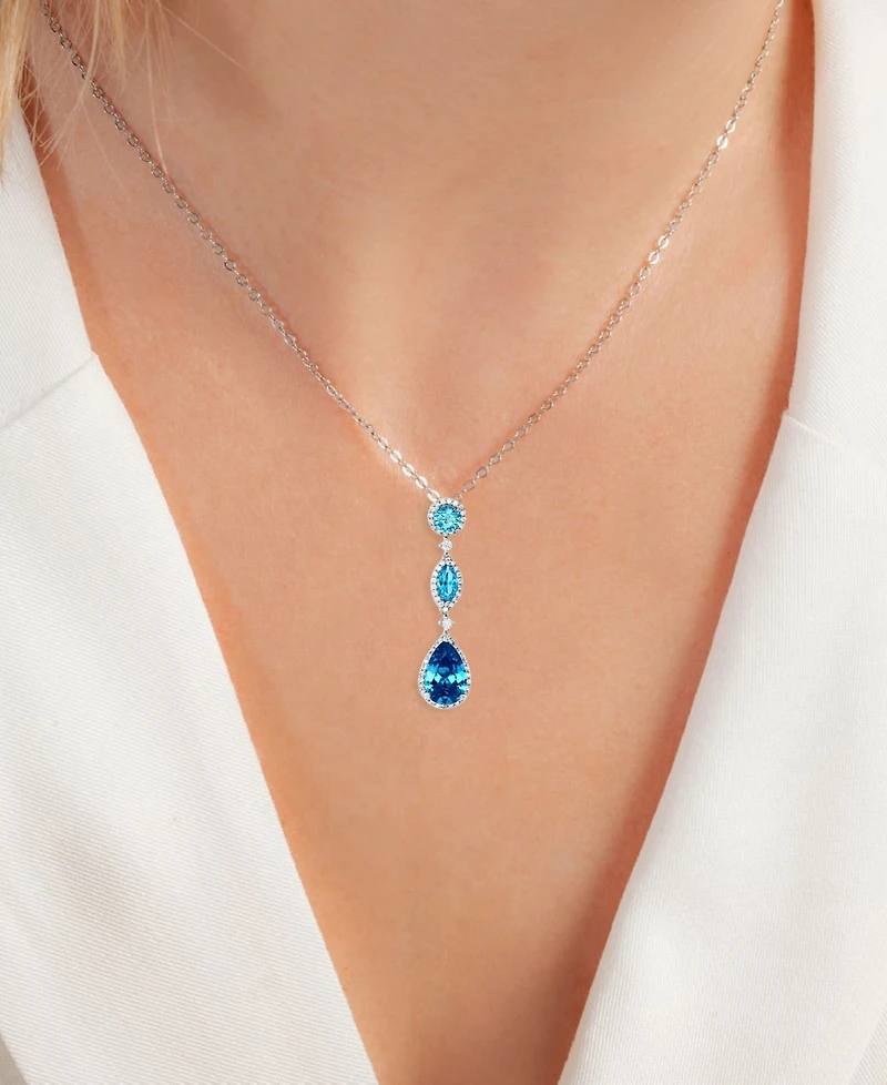Cubic Zirconia Mixed-Cut 18" Lariat Necklace Sterling Silver (Also Lab-Grown Pink Sapphire/Lab-Grown Ruby)