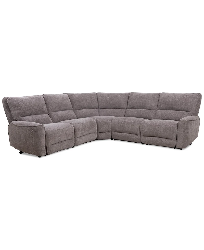 Closeout! Deklyn 116" 5-Pc. Zero Gravity Fabric Sectional with 2 Power Recliners, Created for Macy's