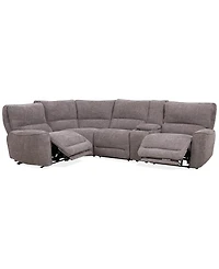 Closeout! Deklyn 129" 5-Pc. Zero Gravity Fabric Sectional with 2 Power Recliners & 1 Console, Created for Macy's