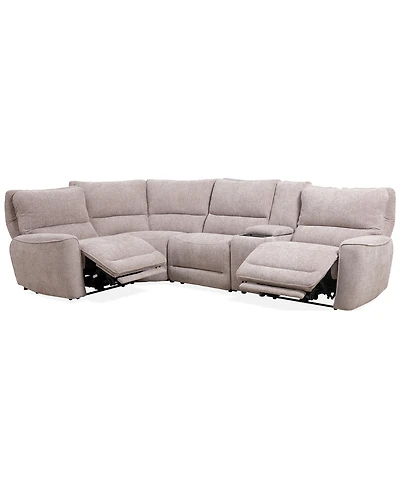 Closeout! Deklyn 129" 5-Pc. Zero Gravity Fabric Sectional with 2 Power Recliners & 1 Console, Created for Macy's