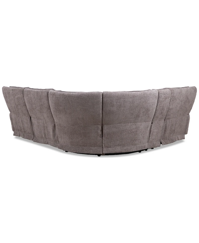 Closeout! Deklyn 116" 5-Pc. Zero Gravity Fabric Sectional with 3 Power Recliners & 1 Console, Created for Macy's