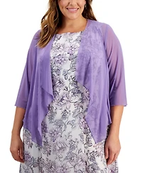 Connected Plus Printed Dress and Mesh Jacket