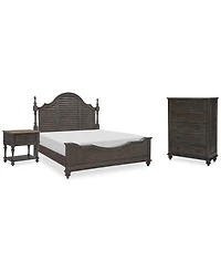 Mandeville 3pc Bedroom Set (Louvered King Bed + Drawer Chest 1-Drawer Nightstand)