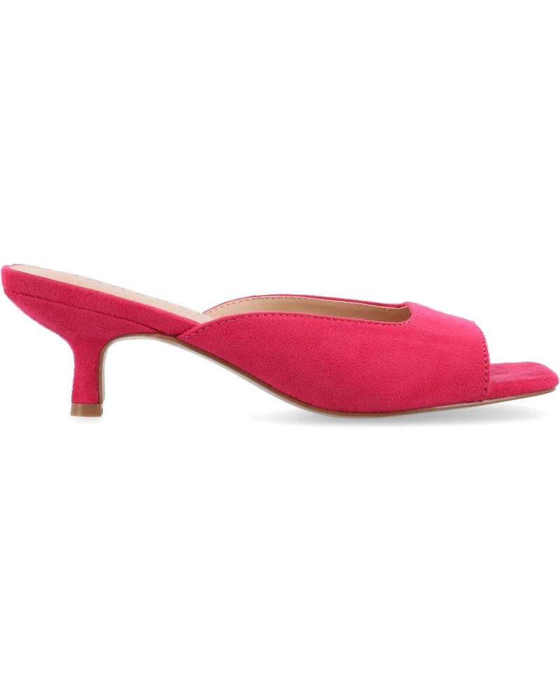 Journee Collection Women's Larna Square Toe Slip On Kitten Heels