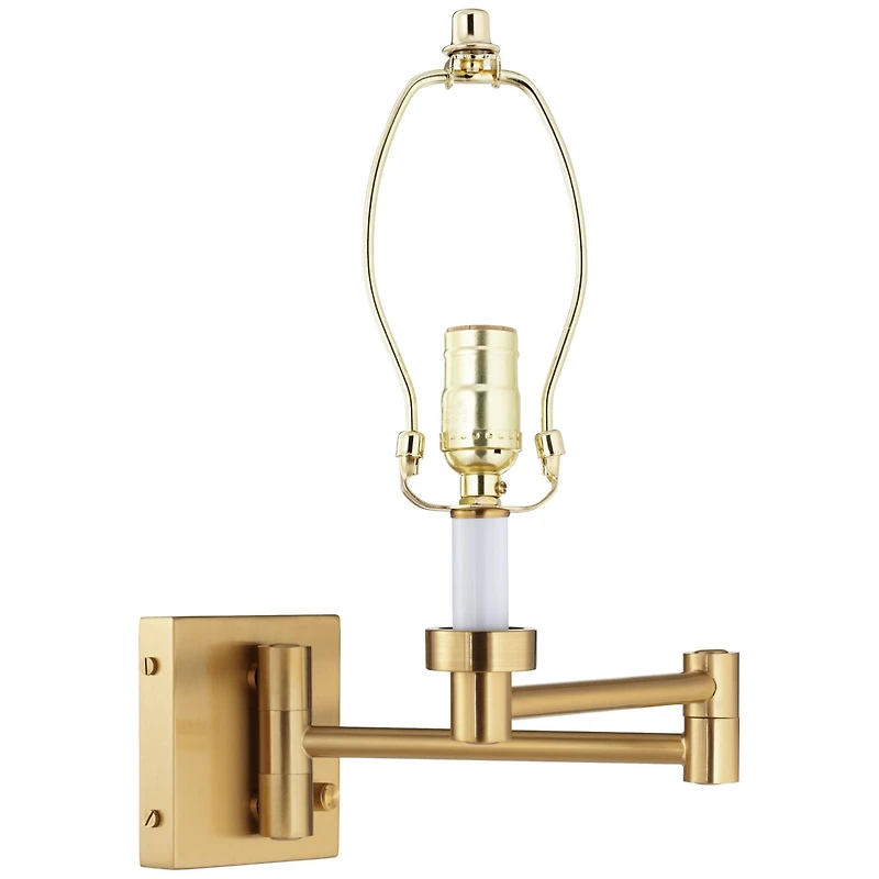 Alta Swing Arm Wall Mounted Lamp Warm Antique Brass Plug-In Light Fixture Dimmable Creme Fabric Bell Shade for Bedroom Bedside House Reading Living Ro