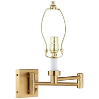 Alta Swing Arm Wall Mounted Lamp Warm Antique Brass Plug-In Light Fixture Dimmable Creme Fabric Bell Shade for Bedroom Bedside House Reading Living Ro