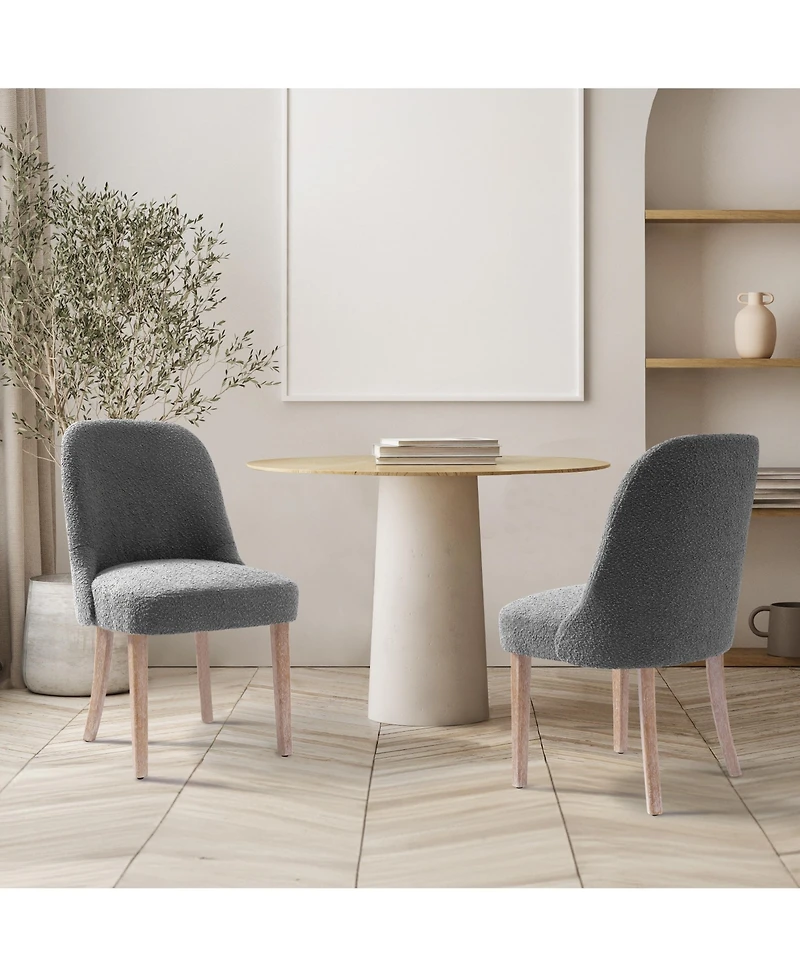 Mid-Century Modern Upholstered Boucle Dining Chair (Set of