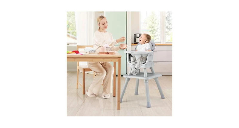 Slickblue Kids 6-in-1 Convertible High Chair with Adjustable Removable Tray