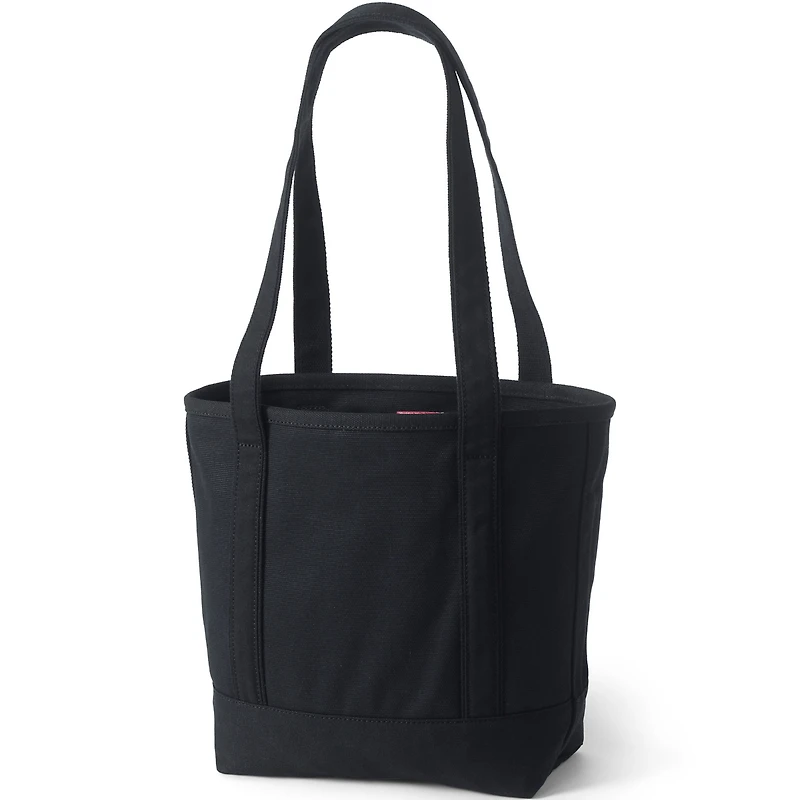 Lands' End Medium Solid Color 5 Pocket Open Top Long Handle Canvas Tote Bag