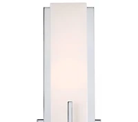 Possini Euro Design Midtown Modern Wall Light Sconce Chrome Hardwire 4 1/2" Fixture Rectangular White Glass for Bedroom Bathroom Vanity Reading H