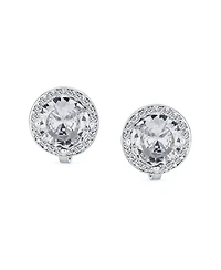 Bling Jewelry Classic 2CT Round Cz Cubic Zirconia Solitaire Halo Clip On Stud Earrings Non Pierced 7MM