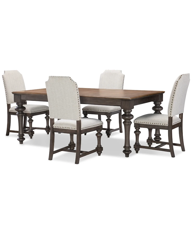 Mandeville Pc. Dining Set (Rectangular Table & Upholstered Chairs