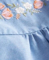 Baby Girls Cotton Chambray Flower Sunsuit, Exclusively at Macy's