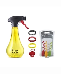 Evo Holds 12-ounces Oil Sprayer and Accessories, Non-Aerosol for Olive Oil, Cooking Oils, and Vinegars, 9-Piece Set