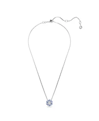 Swarovski Flower, Blue, Rhodium Plated Idyllia Pendant Necklace