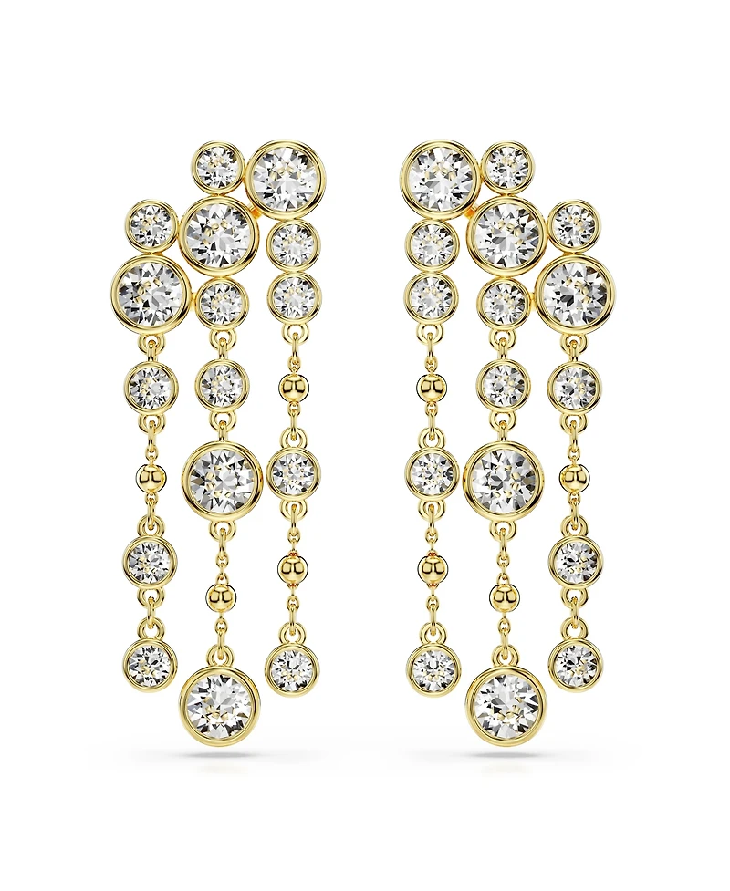 Swarovski Round Cut, Chandelier, White, Gold-Tone Imber Drop Earrings