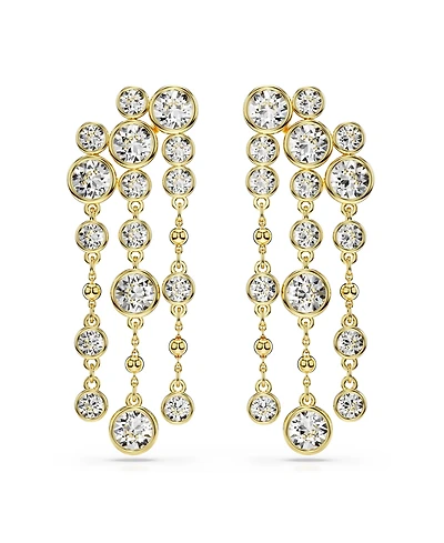 Swarovski Round Cut, Chandelier, White, Gold-Tone Imber Drop Earrings