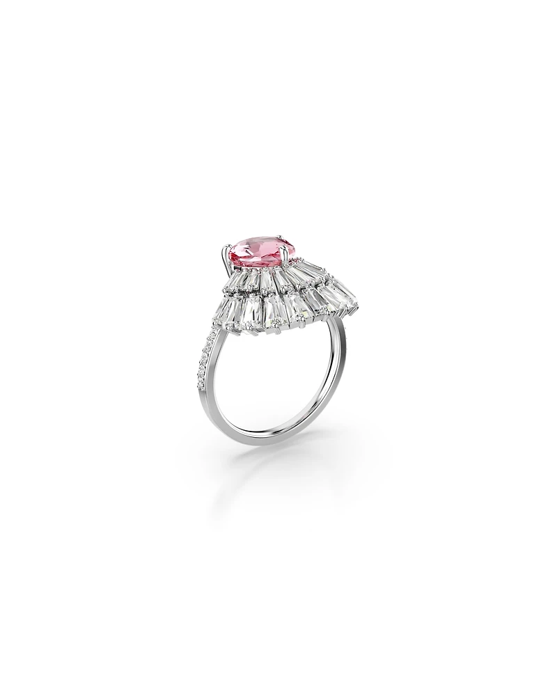 Swarovski Mixed Cuts, Shell, Pink, Rhodium Plated Idyllia Cocktail Ring