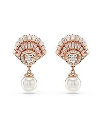 Swarovski Shell, White, Rose Gold-Tone Idyllia Drop Earrings