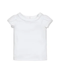 Hope & Henry Girls Organic Short Sleeve Knit Top with Tulip Sleeves