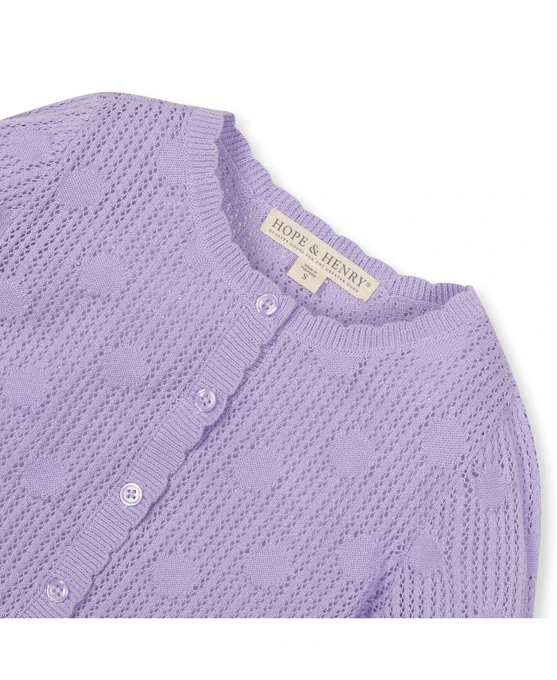 Hope & Henry Girls' Scallop Edge Mesh Dot Cardigan, Infant