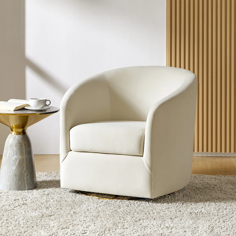Swivel Accent Chair with Gold Metal Base for Living Room Nursery