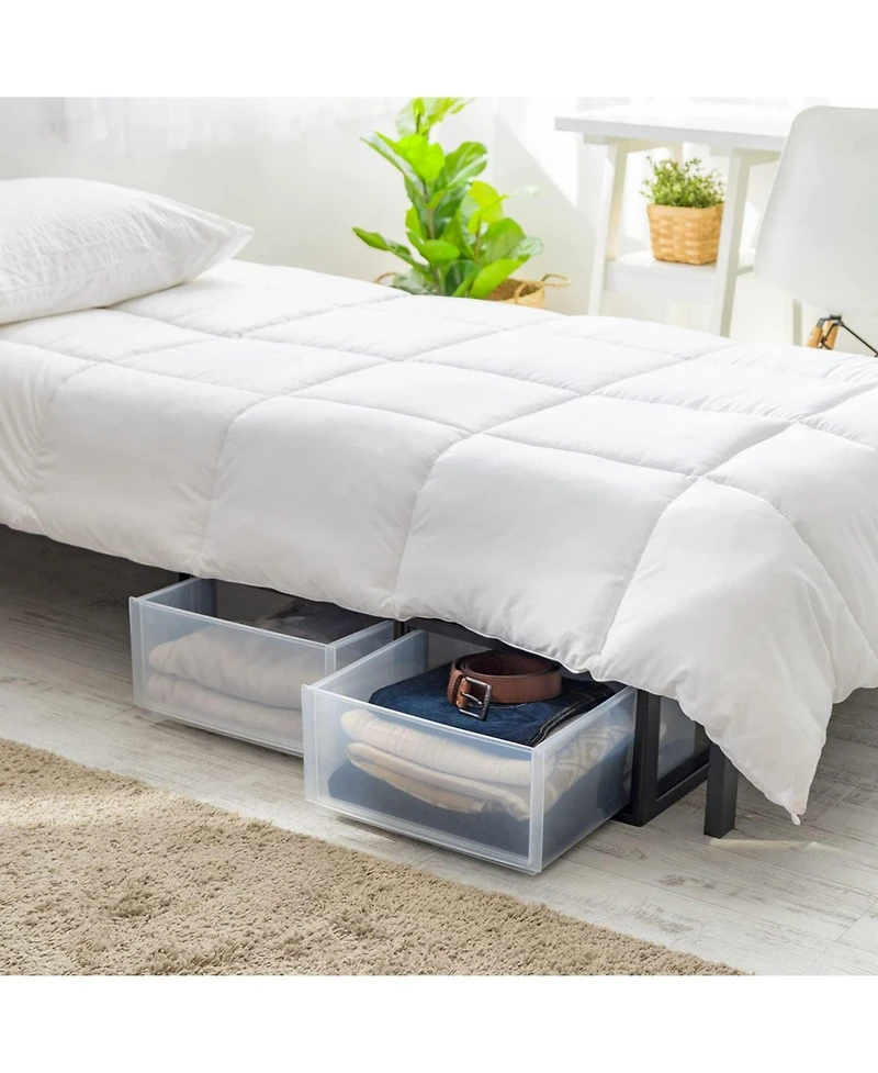 Iris Usa 30 Qt. Stackable Storage Drawer, 2 Pack, Plastic Drawer Organizer with Clear Doors for Pantry, Bedroom, Closet, Kitchen, Under-Sink, Home and