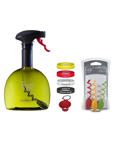Evo Holds 18-ounces Original Oil Sprayer and Accessories, Non-Aerosol for Cooking Oils and Vinegar, 15-Piece Set