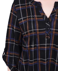 Ny Collection Women's 3/4 Roll Sleeve Top