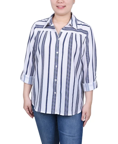 Ny Collection Women's Long Roll Tab Sleeve Blouse