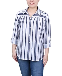 Ny Collection Women's Long Roll Tab Sleeve Blouse