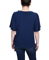 Ny Collection Women's Short Sleeve Wrap Top