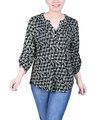 Ny Collection Women's 3/4 Roll Sleeve Top