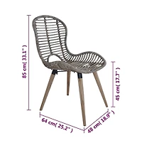 Dining Chairs 2 pcs Brown Natural Rattan