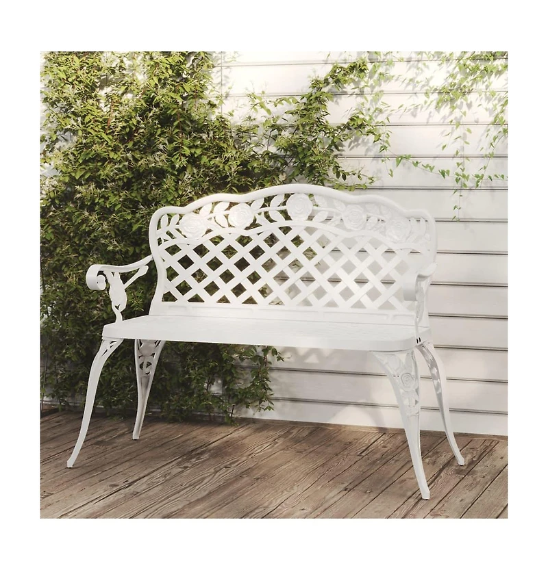 vidaXL Patio Bench 42.5" Cast Aluminum White