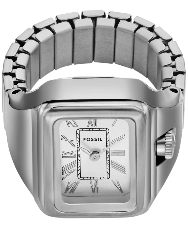 Fossil Women's Raquel Two-Hand Silver-Tone Stainless Steel Ring Watch 14mm