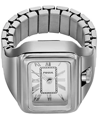 Fossil Women's Raquel Two-Hand Silver-Tone Stainless Steel Ring Watch 14mm