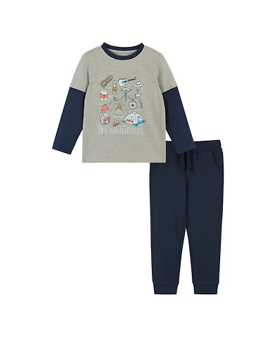 Andy & Evan Toddler Boys Toddler/Child Camping Long Sleeve Two-Fer Tee Set