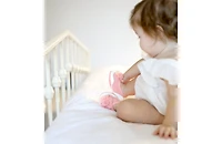 Infant Girl Breathable Washable Non-Slip Sock Shoes Flat - Pompom Flower Pink