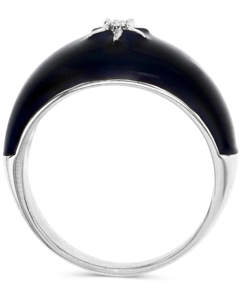Lab-Grown White Sapphire (1/20 ct. tw.) & Enamel Star Ring Sterling Silver (Also Black Spinel)