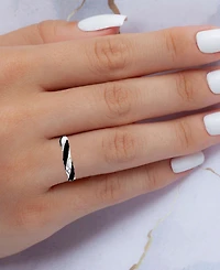 Black Spinel Twisted Band (1 ct. t.w.) Sterling Silver