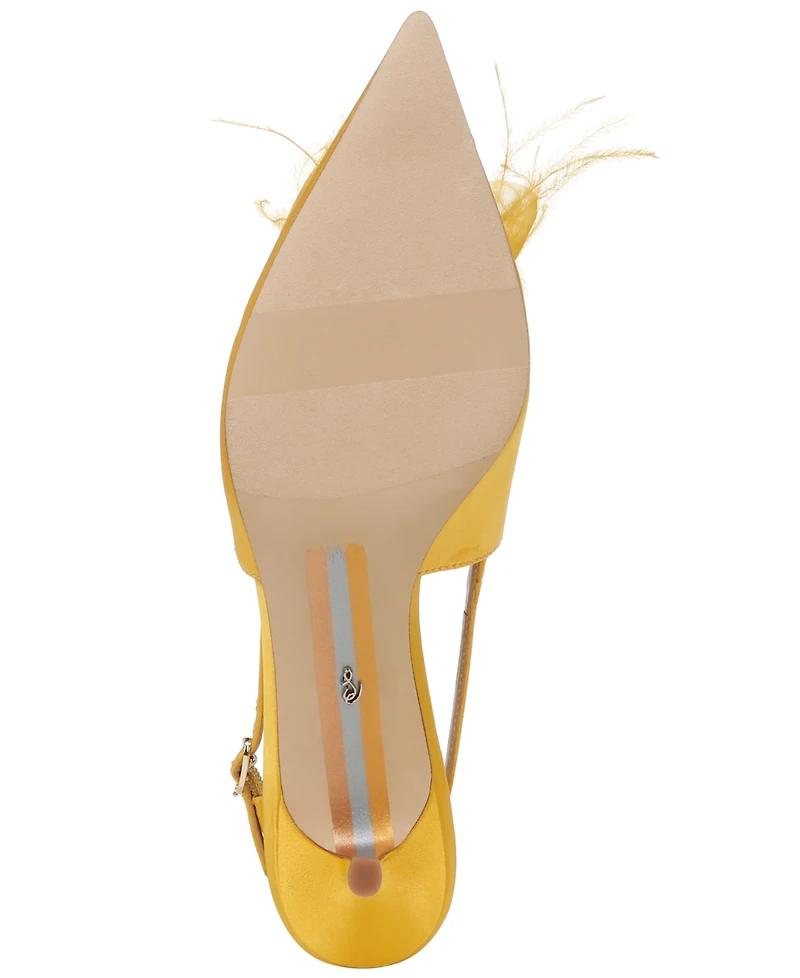 Sam Edelman Women's Faye Embellished Feather Slingback Kitten-Heel Pumps