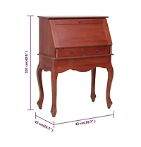Secretary Desk Brown 30.7"x16.5"x40.6" Solid Mahogany Wood