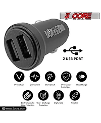 5 Core Usb Car Charger Cigarette Lighter Adapter Dual Usb Port Adapter 12/24 V Fast Charging