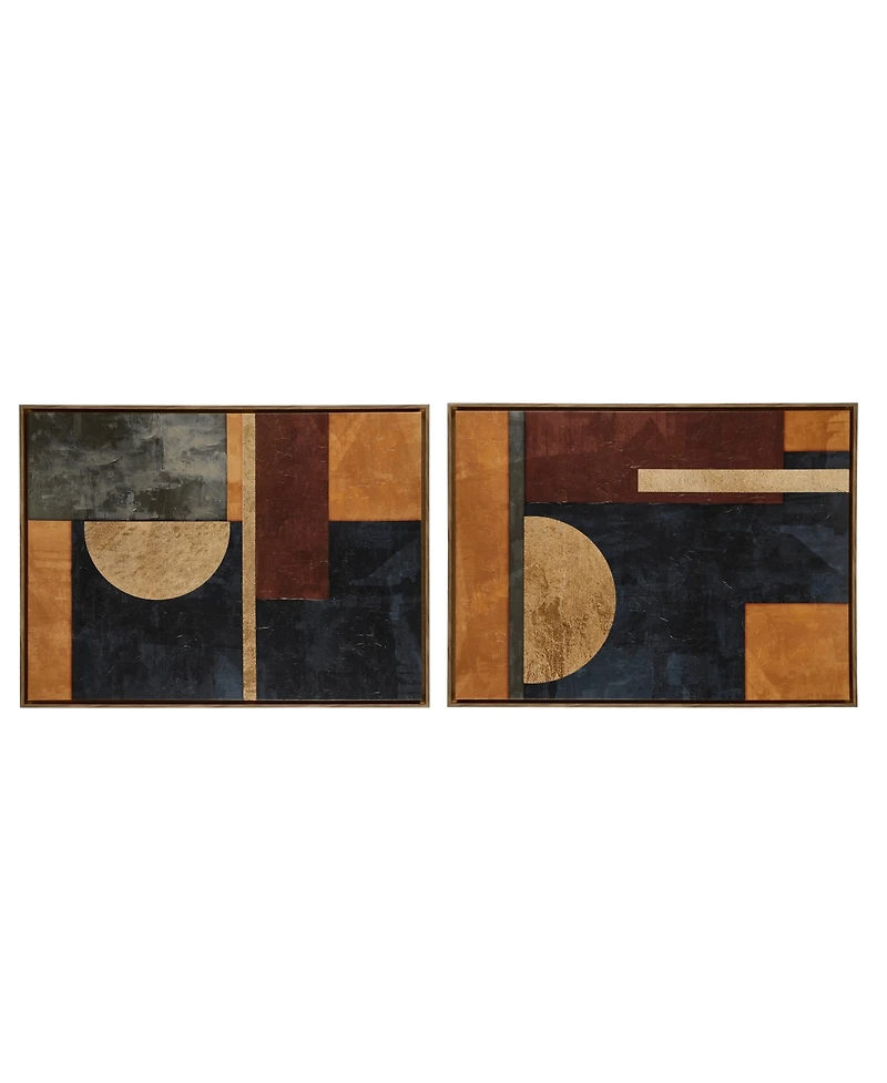 Ink+Ivy Jeweled Geo Hand-Embellished Abstract 2-Pc Framed Canvas Wall Art Set