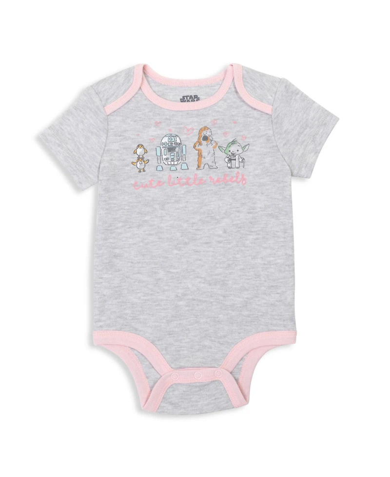 Star Wars Baby Girls The Mandalorian Yoda 5 Pack Short Sleeve Bodysuits