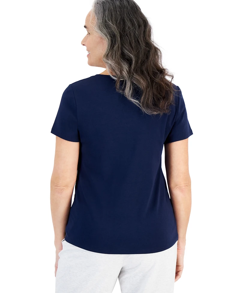 Style & Co Petite Cotton Henley Short-Sleeve T-Shirt, Created for Macy's