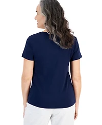 Style & Co Petite Cotton Henley Short-Sleeve T-Shirt, Created for Macy's